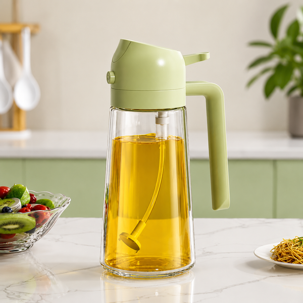 2-in-1 Premium Oil Spray Bottle – Spray & Pour Dispenser (450ml)