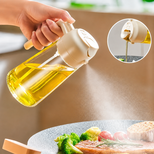 2-in-1 Premium Oil Spray Bottle – Spray & Pour Dispenser (450ml)