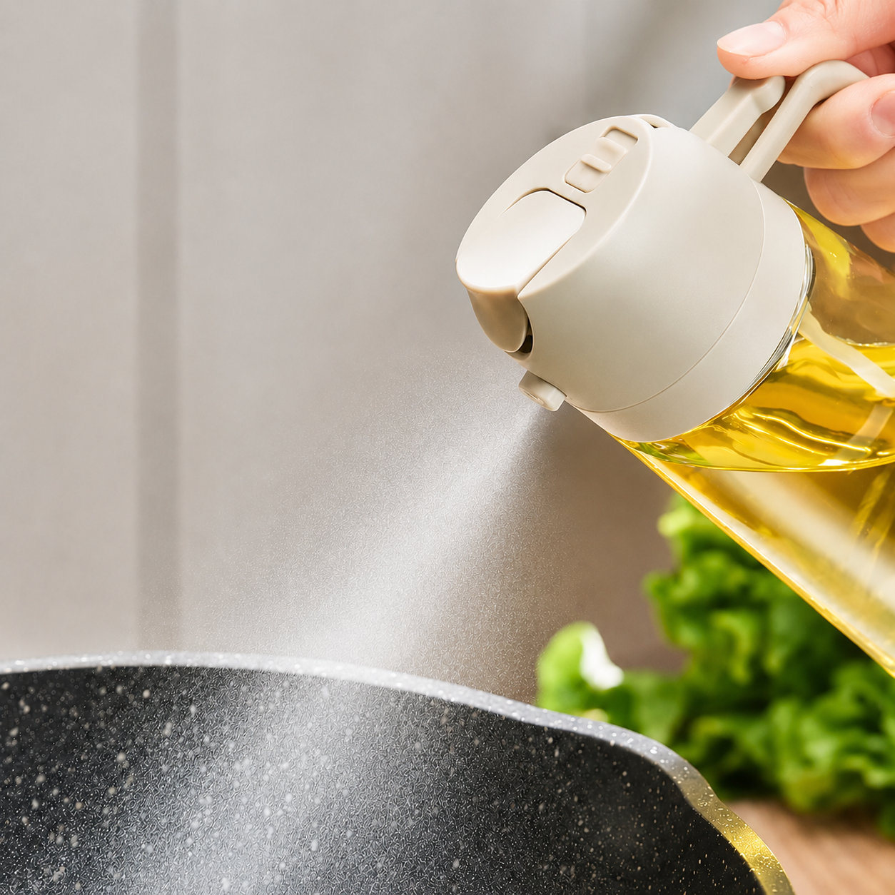 2-in-1 Premium Oil Spray Bottle – Spray & Pour Dispenser (450ml)